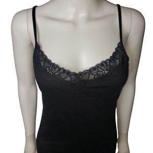 Vintage Y2K NO BOUNDARIES Black Camisole Tank Lace Detail Top Juniors Size Large